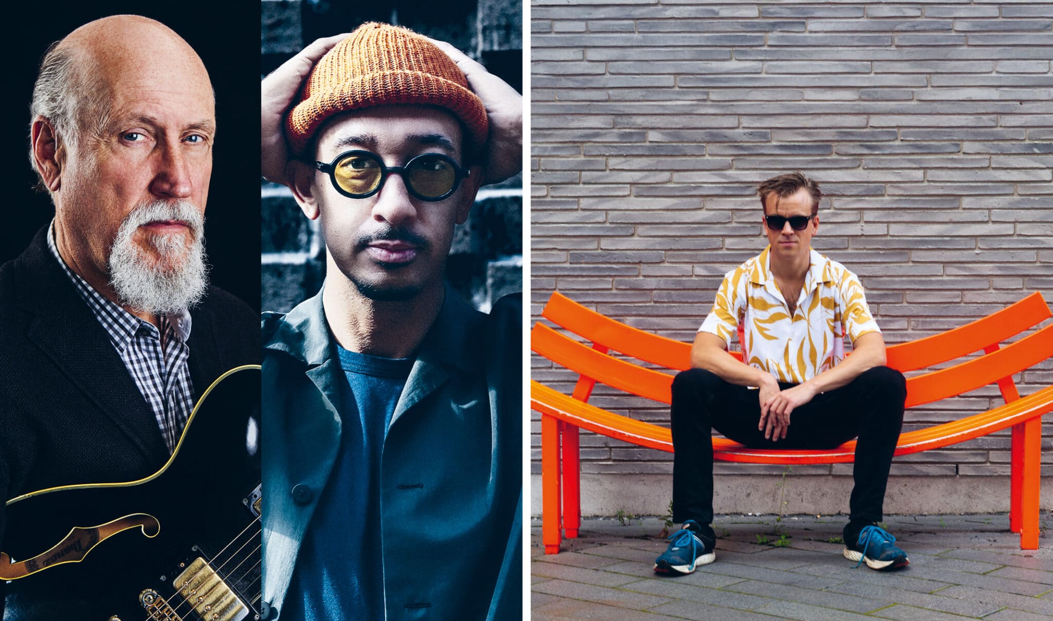 050126_Collage John Scofield / Gerald Clayton / Marius Neset Promofotos © Nick Suttle / oagata/ Werner Siebert